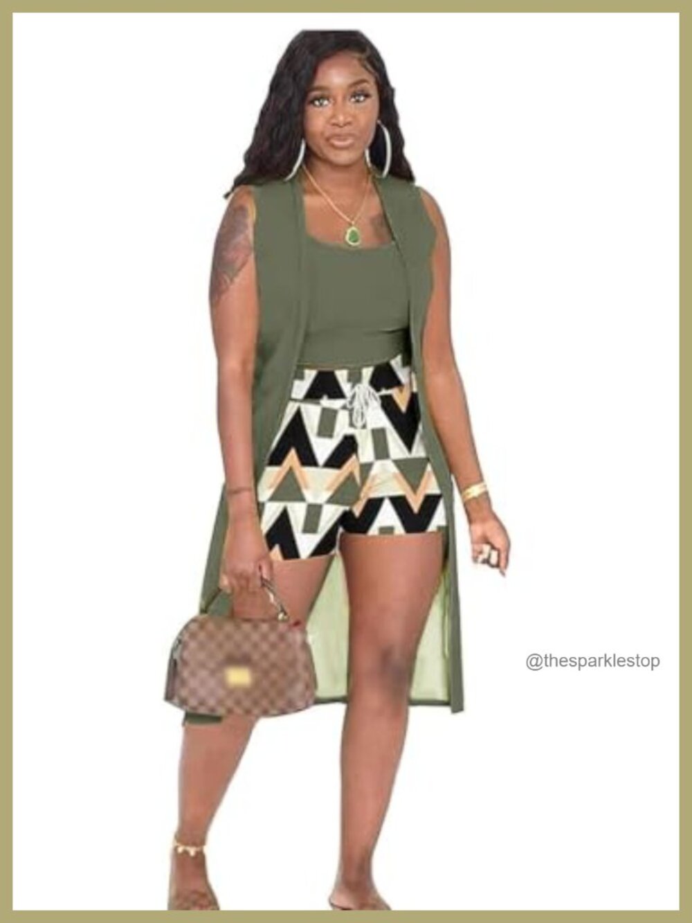 Women's 3 Piece Lounge Set Sleeveless Cardigan Cami Bodycon Shorts Summer Casual
